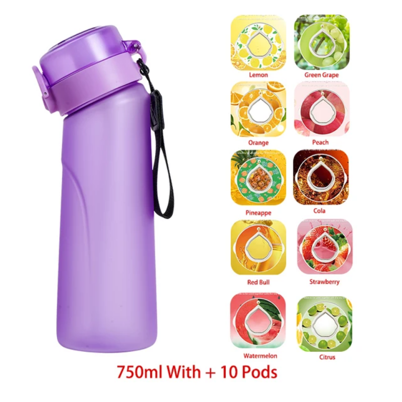 Flavour Pod Water Bottle And Straw 750ml Drinking Bottle 0 Sugar 0 Calories