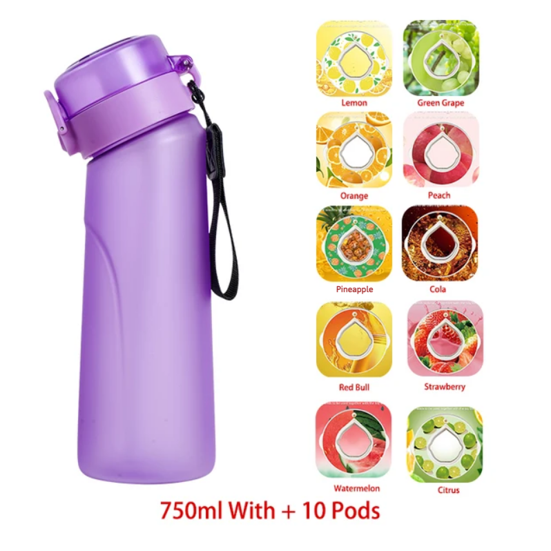 Flavour Pod Water Bottle And Straw 750ml Drinking Bottle 0 Sugar 0 Calories